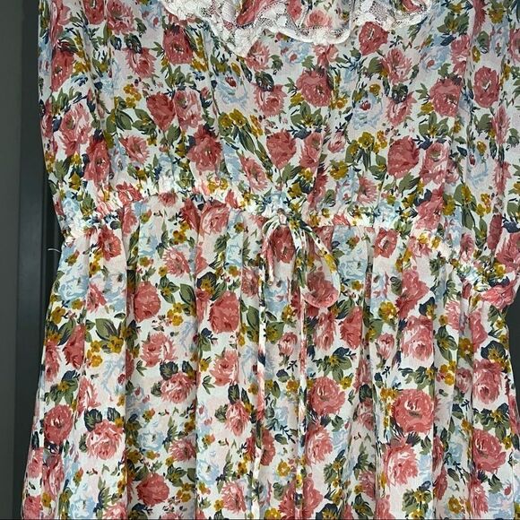 FUN & Flirt floral sheer summer ruffle tank Sz M - Picture 4 of 6